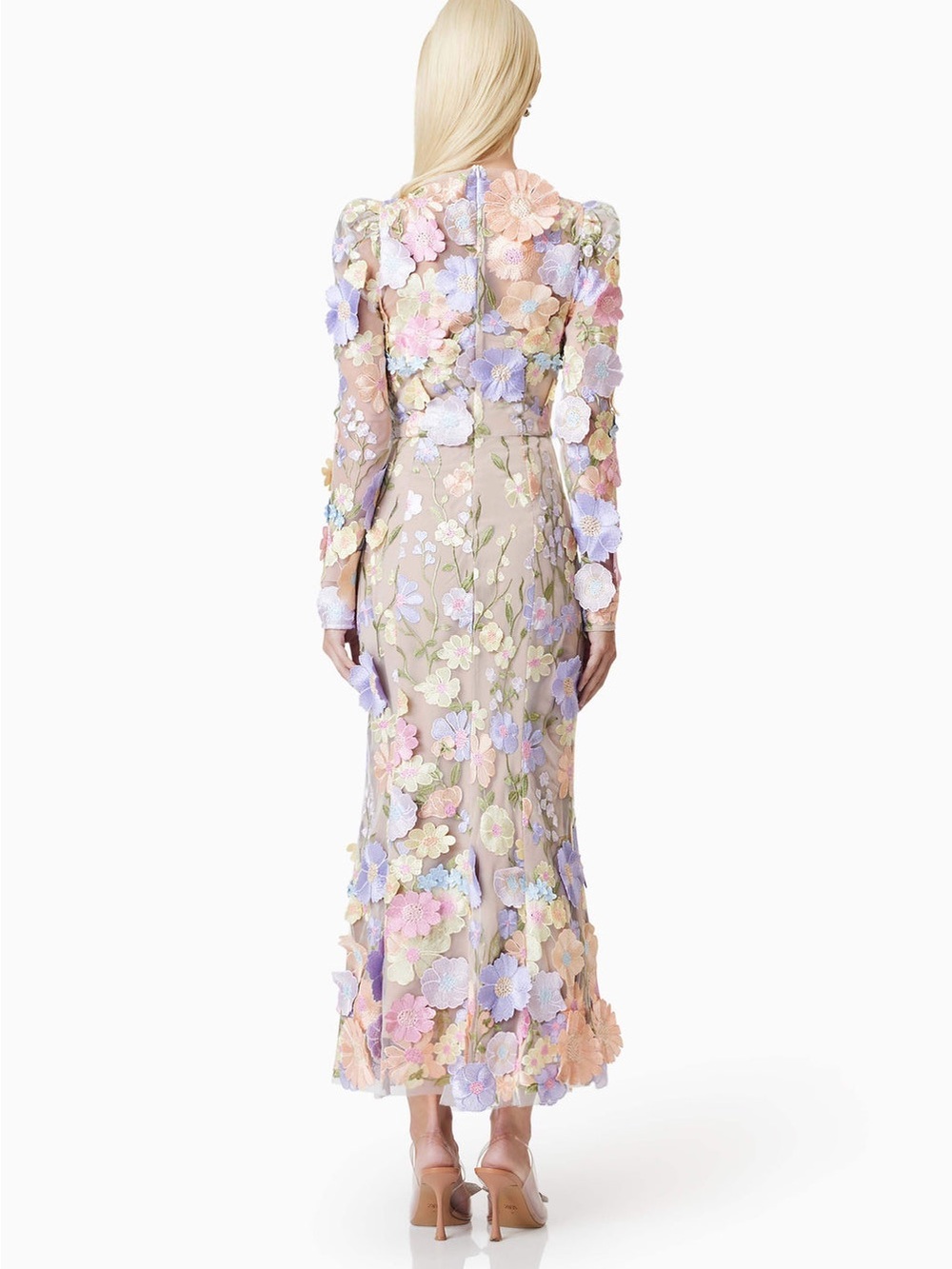 ELLIATT Shannon 3D Floral Midi Dress In Purple Wedding Dress size XS NWT - Picture 3 of 6